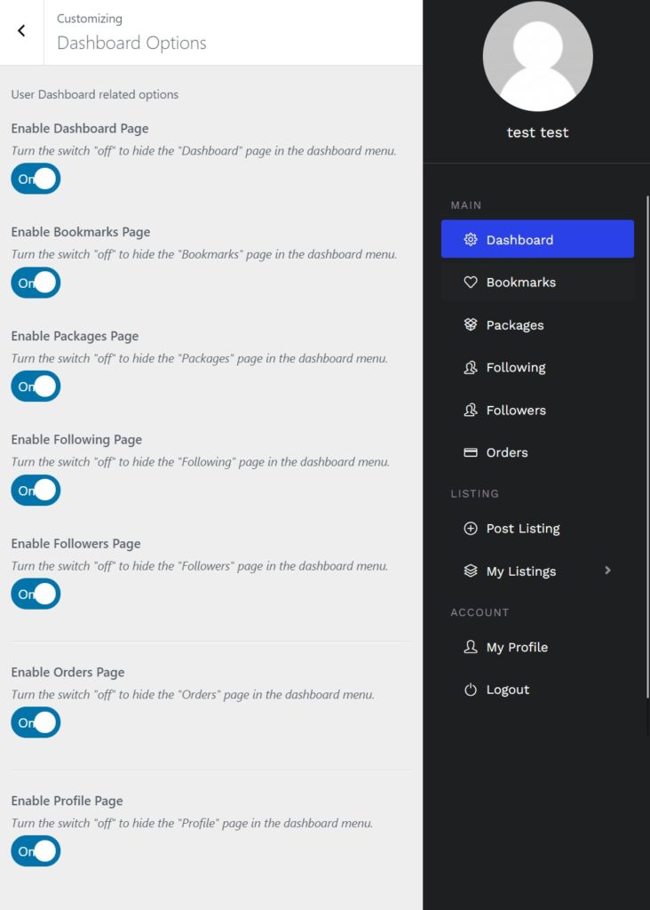 User Dashboard – Hiding Items – Autohub Documentation
